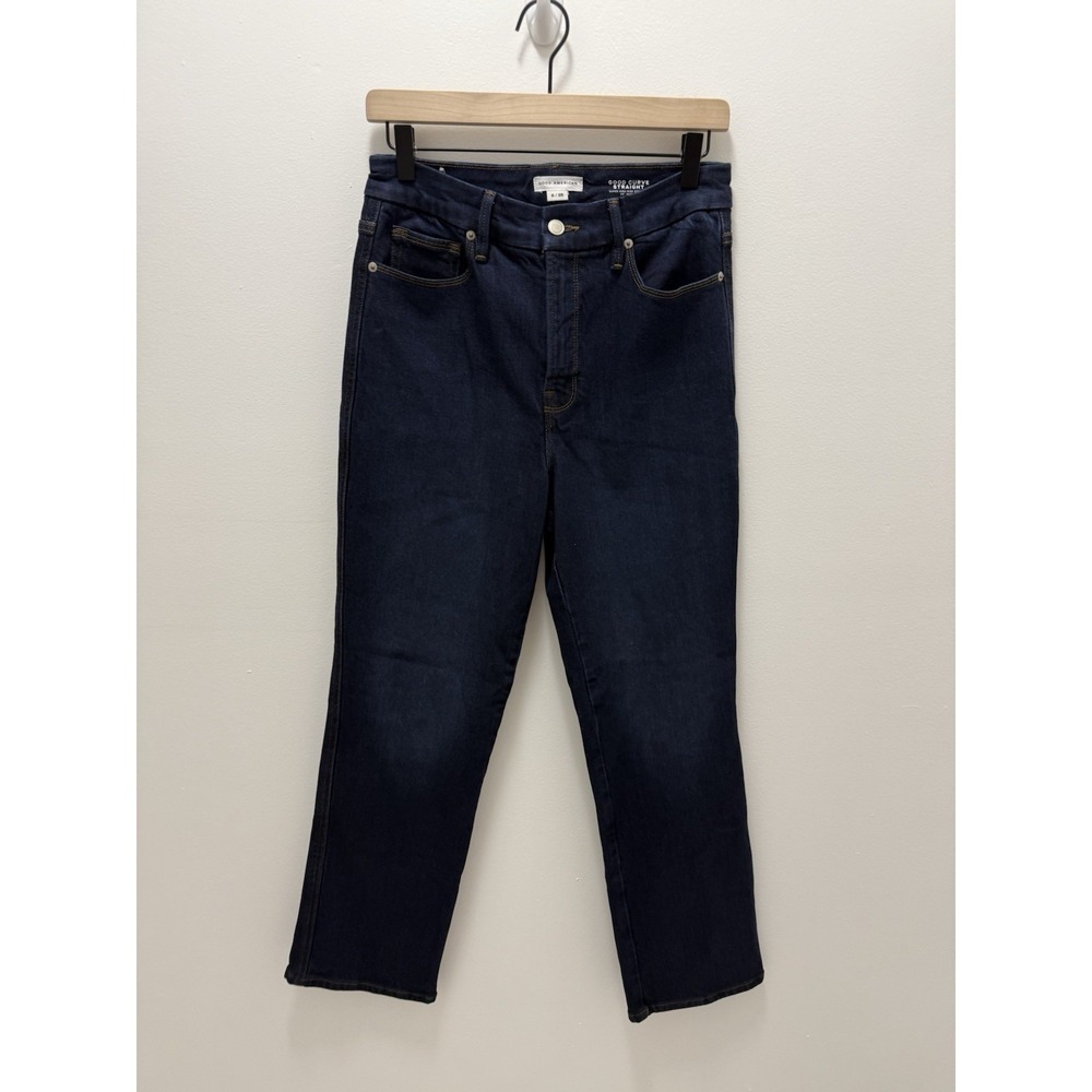 Good American Good Curve Straight Jeans 6 28 Dark Wash Super High Rise 28 Inseam